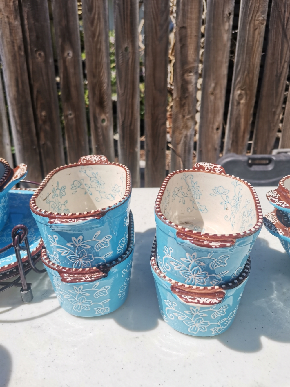 Temp-Tations Floral Lace Covered Baker in Turquoise Blue